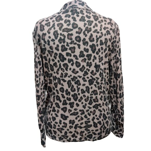 Maurices XL Leopard Print Ribbed Stretch Knit Mock Neck Long Sleeve Top Blouse - Picture 5 of 8